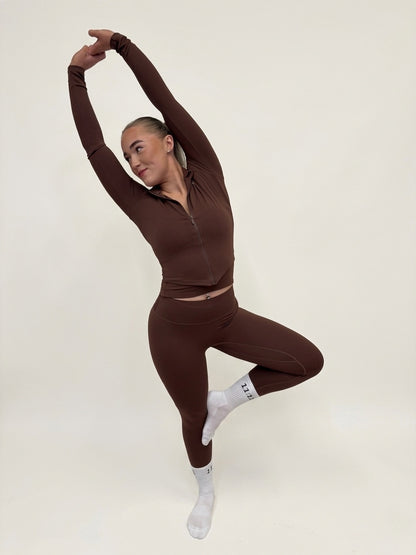 Contour Zip Up Jacket - Coffee